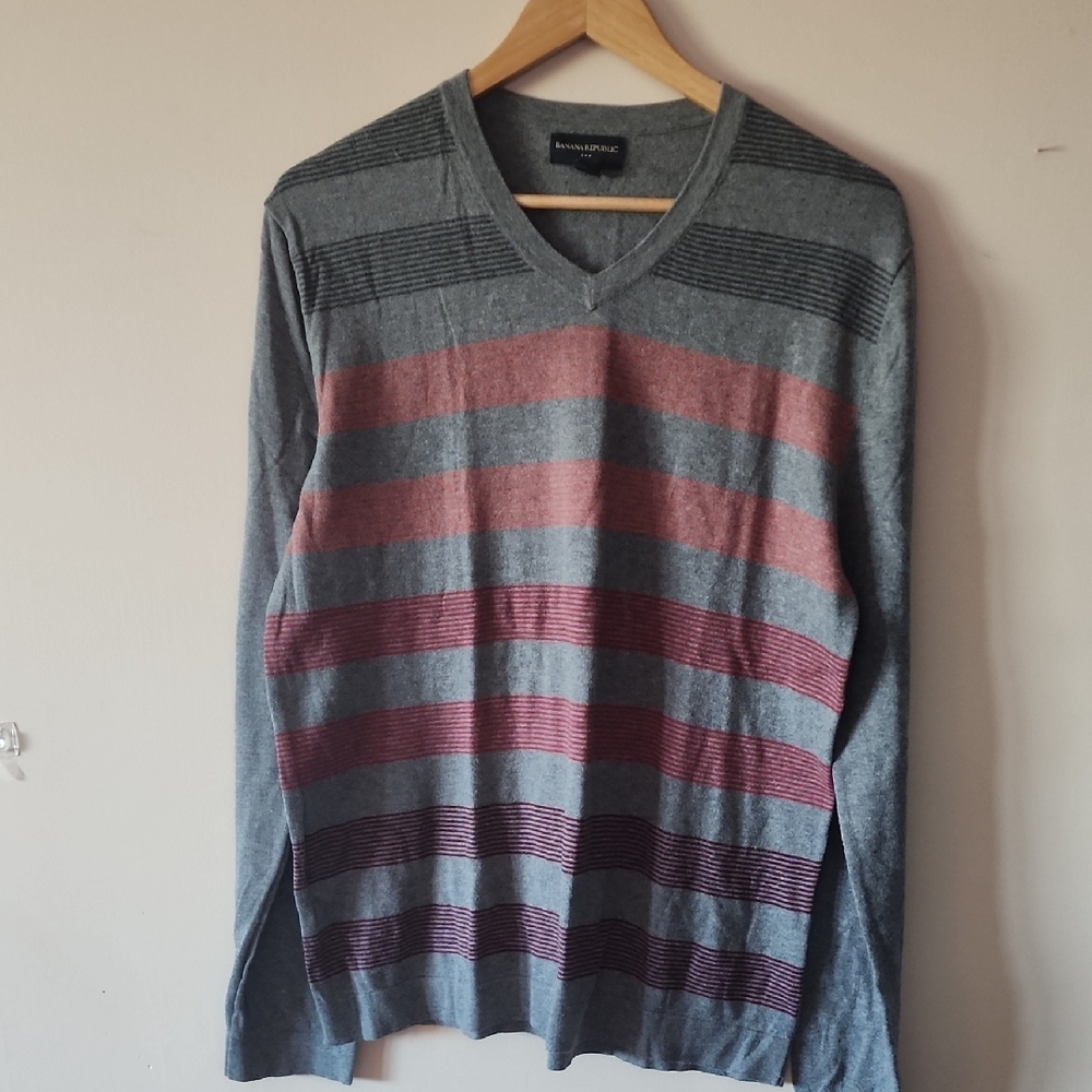 Men's Gray Striped Sweater